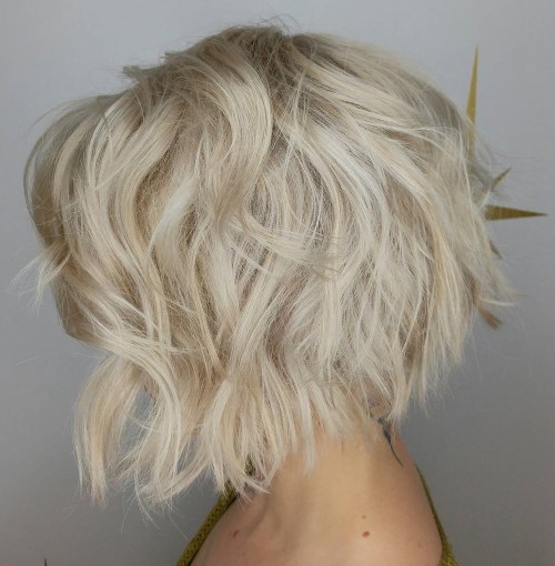 Shaggy Layered Bright Blonde Bob