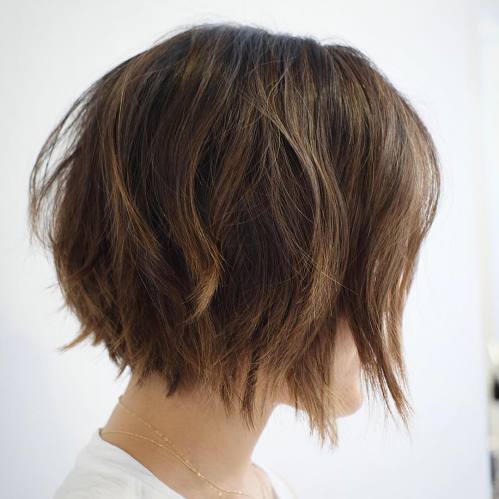 Brown Layered Choppy Bob