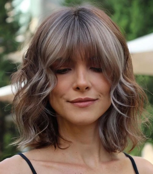 Shoulder Length Hair with Wispy Bangs