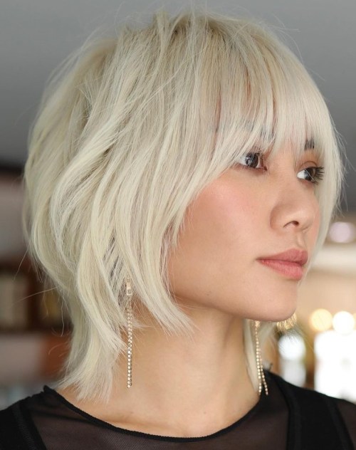 Icy Blonde Short Cut with Choppy Layers