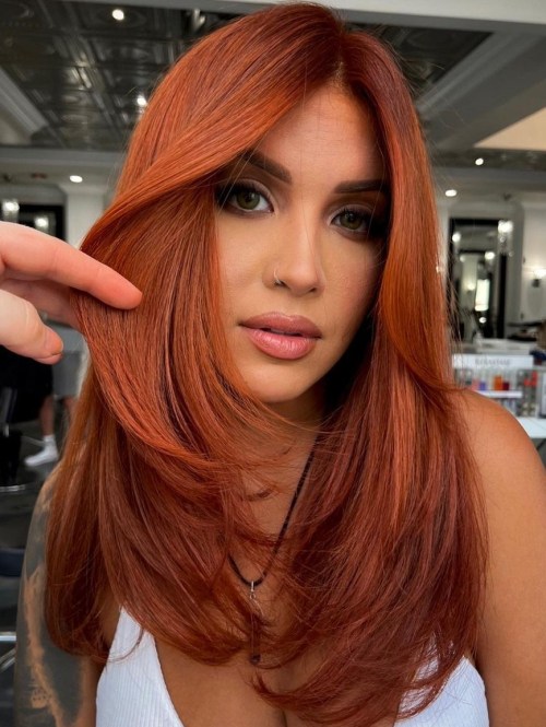 Medium Length Red Hair with Frontal Layers