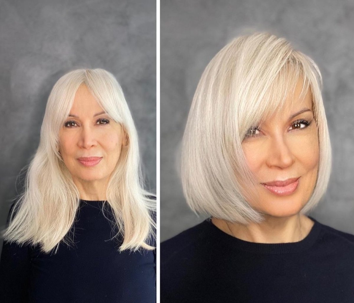 Sleek bob for 60-year-old women with straight hair