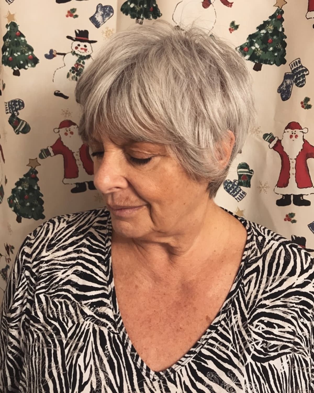 fine hair shaggy bob for older women