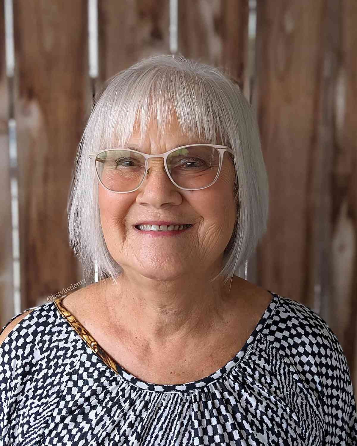 soft rounded bob for women over 60 with glasses