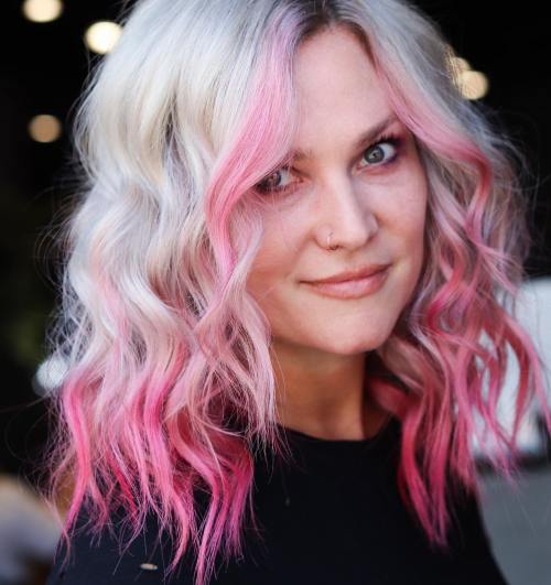 Feminine Pink and Blonde Curls