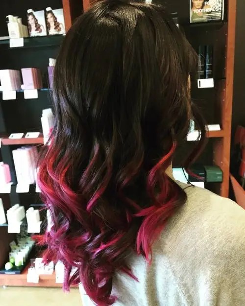 black hair with pink ends