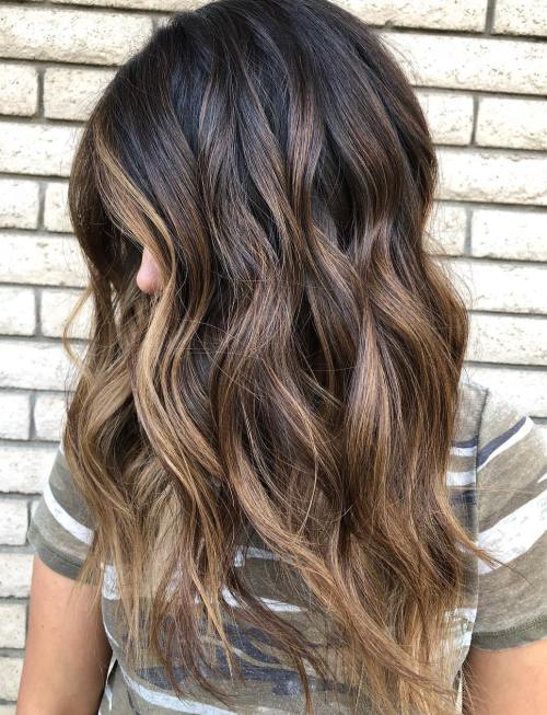 Golden Brown Balayage for Long Hair