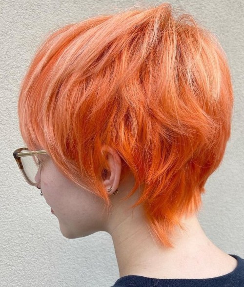 Long Layered Pixie Dyed Orange