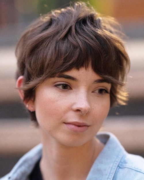 Trendy Shaggy Pixie Cut with Bangs