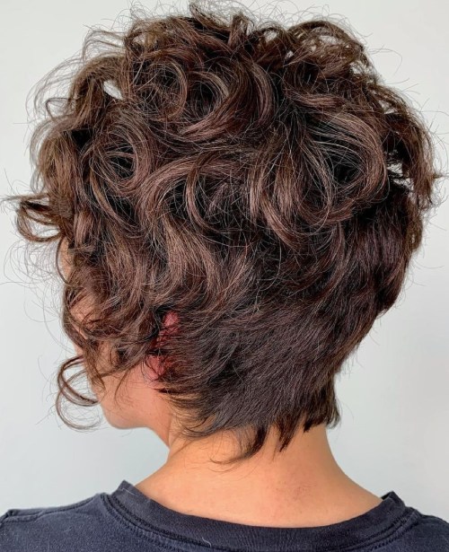 Curly Pixie with Longer Shaggy Layers on Top