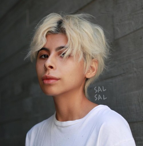 White Pixie Mullet with Black Roots