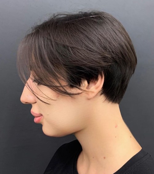 Sleek Bixie Haircut with Side Bangs