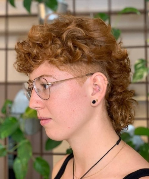 Gender Neutral Curly Mullet with Undercut