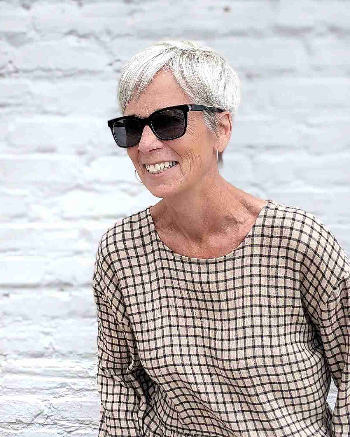 White Pixie Cut Hairstyle for Women Over 60