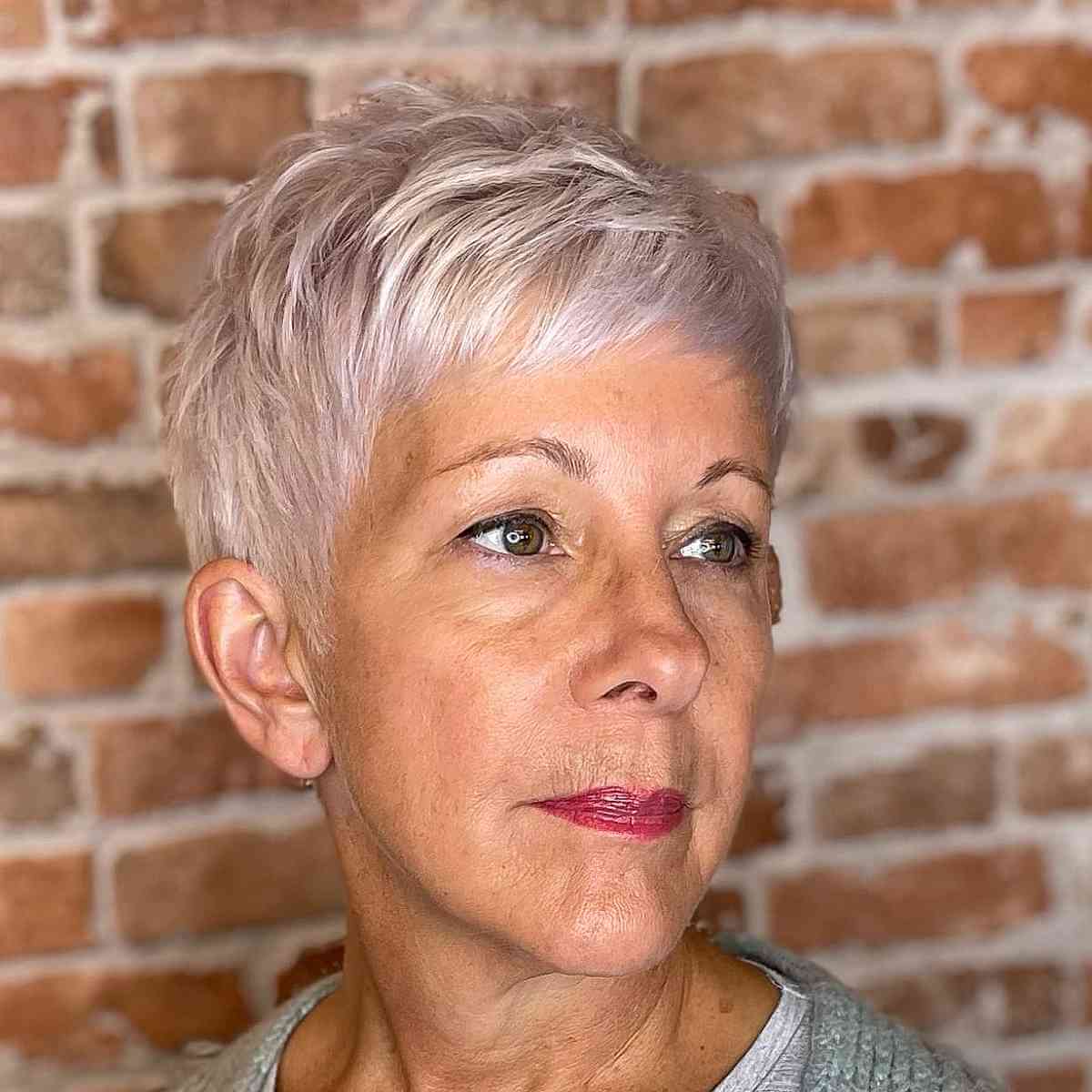 Fabulous Pixie with Side-Swept Bangs for 60-Year-Old Ladies