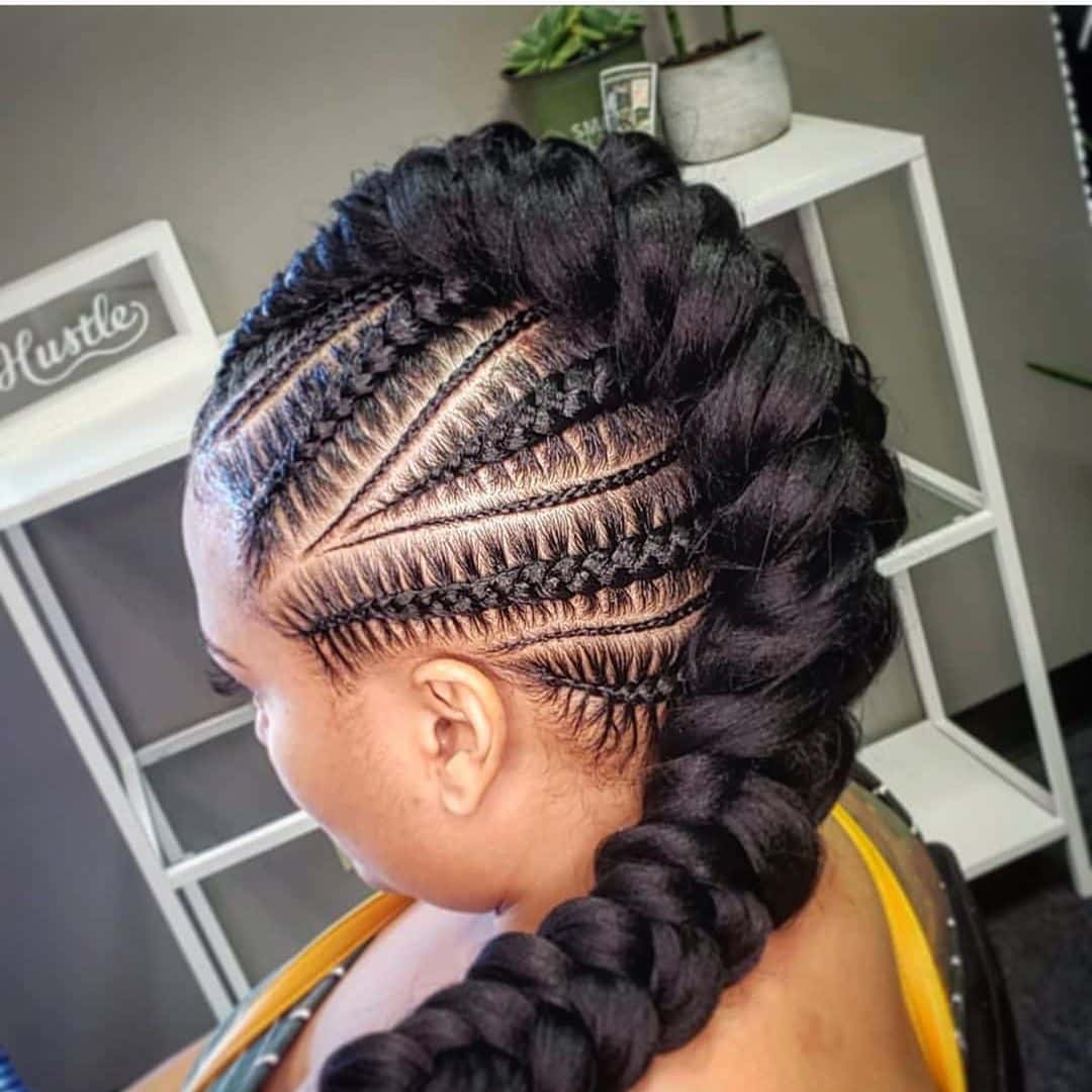 black woman's french mohawk braid