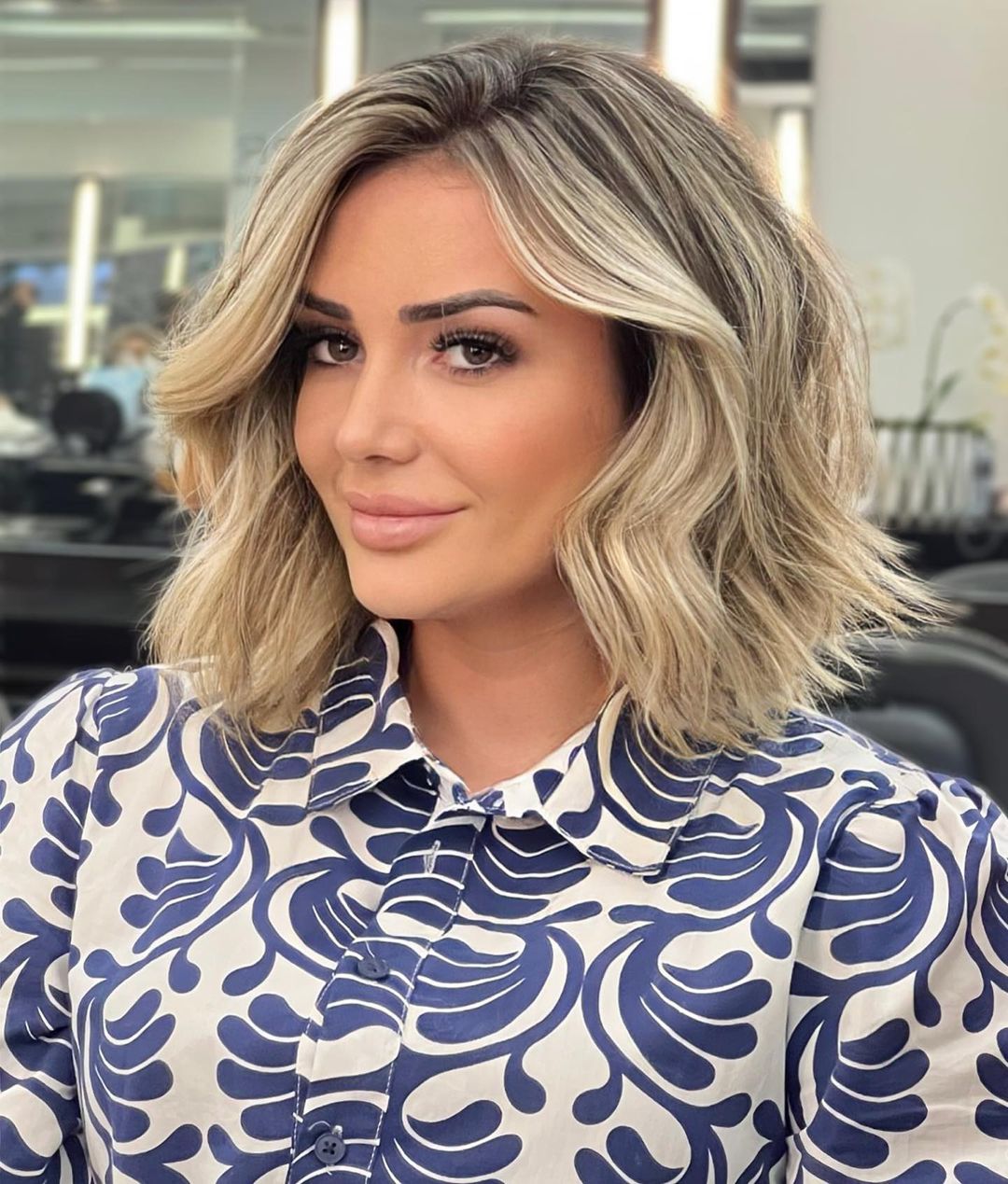 Wavy Bob with Medium Blonde Balayage