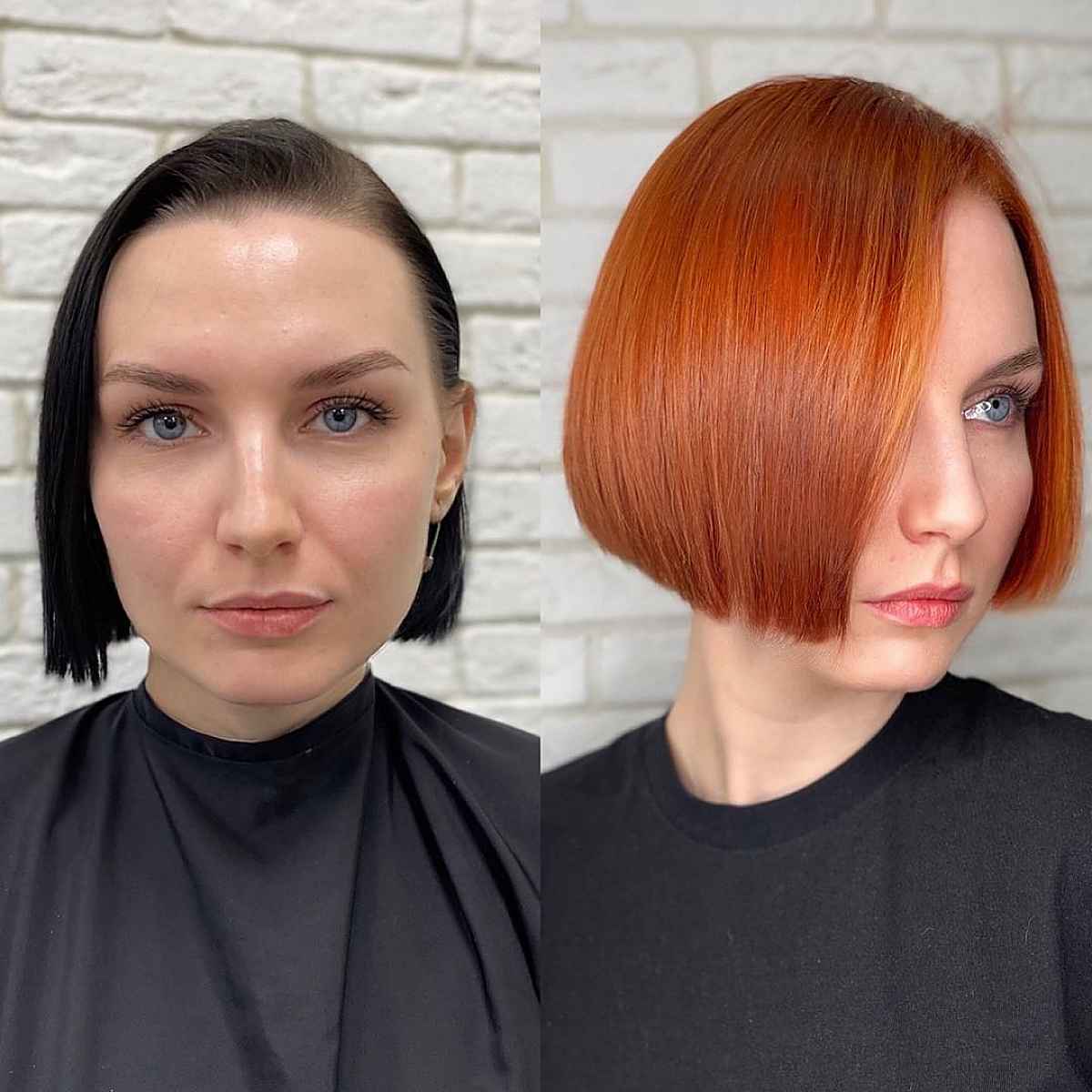 Side-Parted Ginger Bob for Square Face Shapes