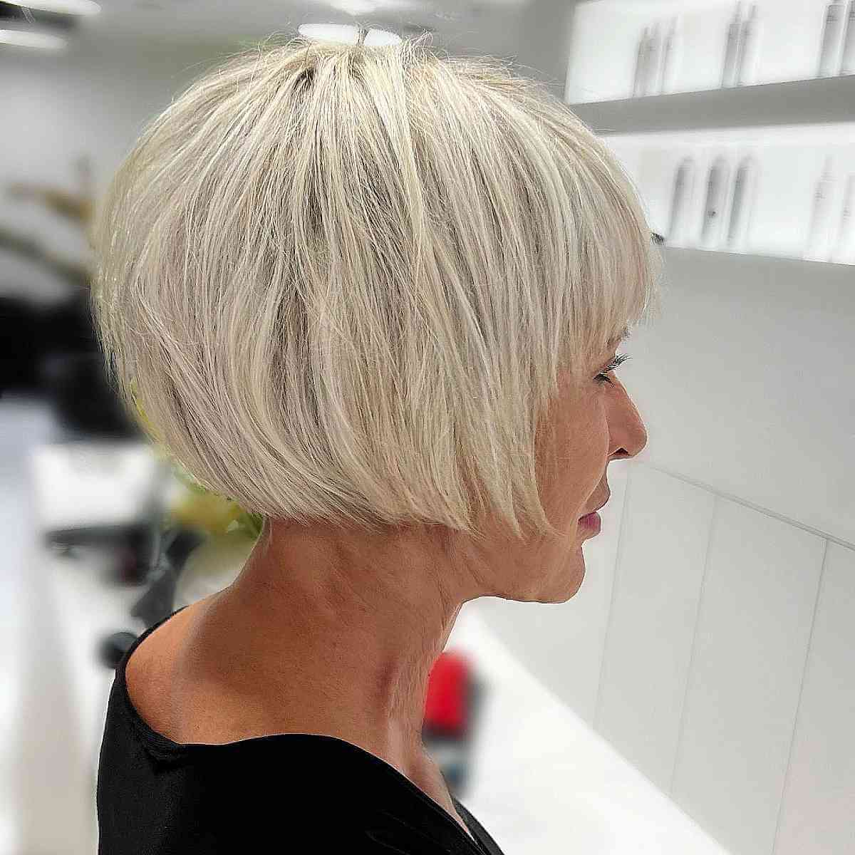 Very Blunt Jaw-Length Platinum Bob