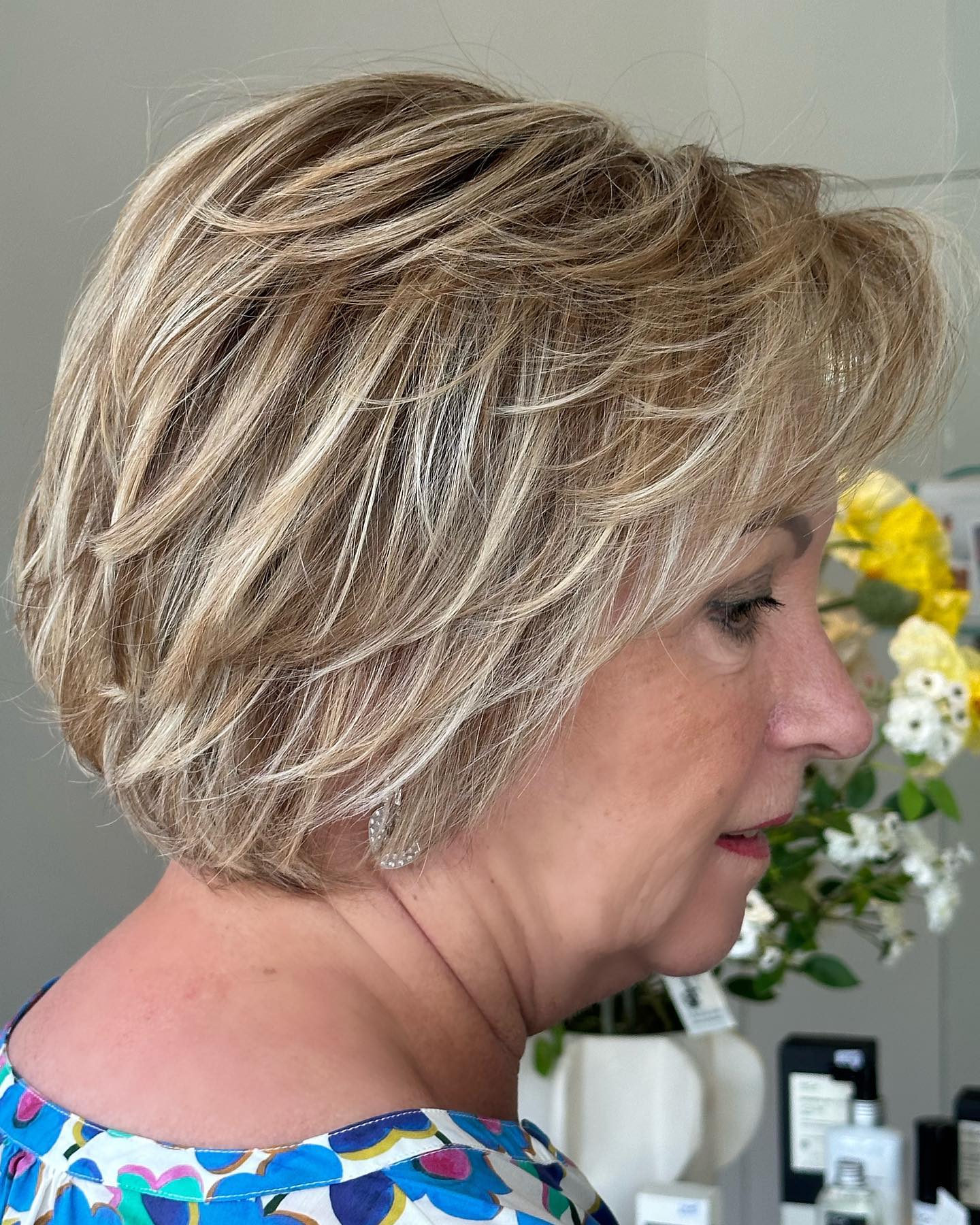 Feathery Bob for Thicker Hair Over 60