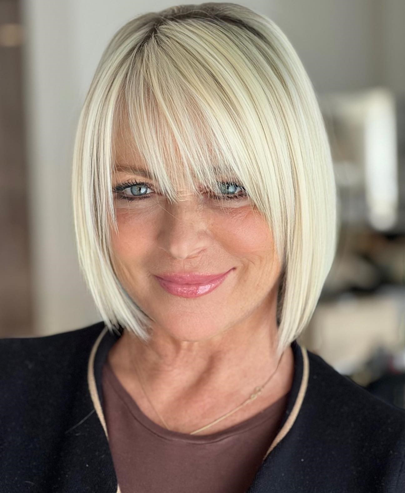 60+ Modern Sleek Bob with See-Through Bangs