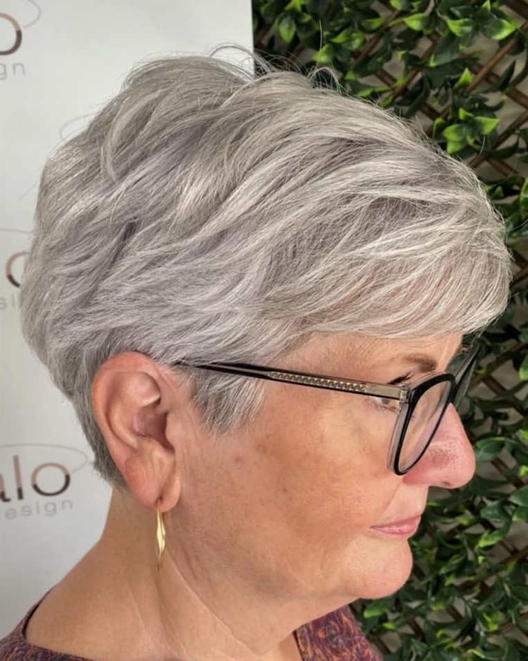 Feminine Gray Pixie Over 60