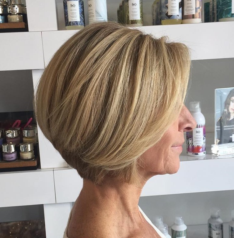 Over 60 Caramel Blonde Bob