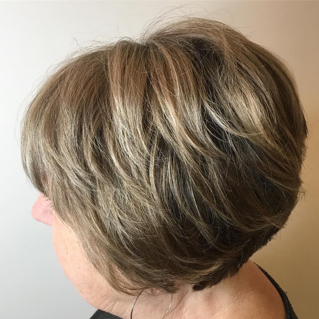 60+ Ash Blonde Short Highlighted Hairstyle