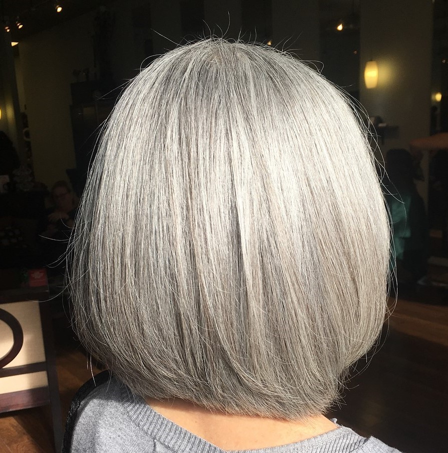 Straight Gray Shoulder-Length Bob