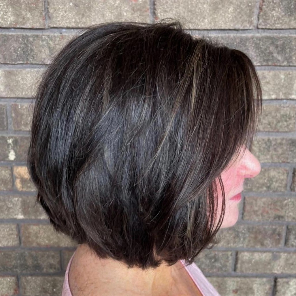 Brunette Layered Bob Over 60