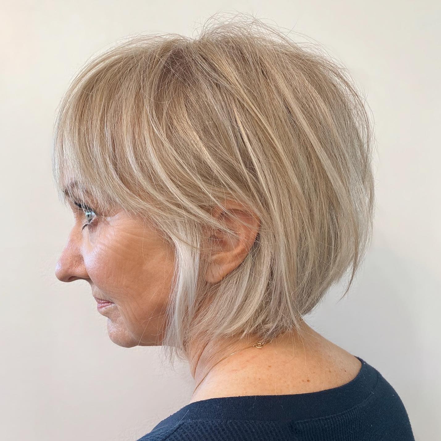 60+ Thin Hair Gray Blonde Bob