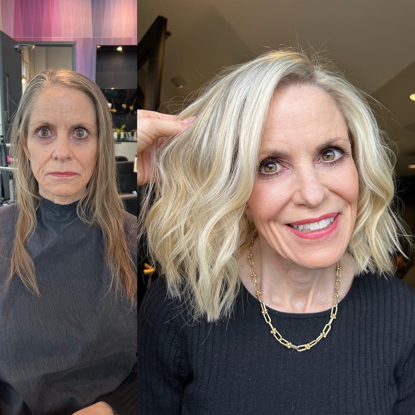 Fine Hair Blonde Lob Makeover for Seniors