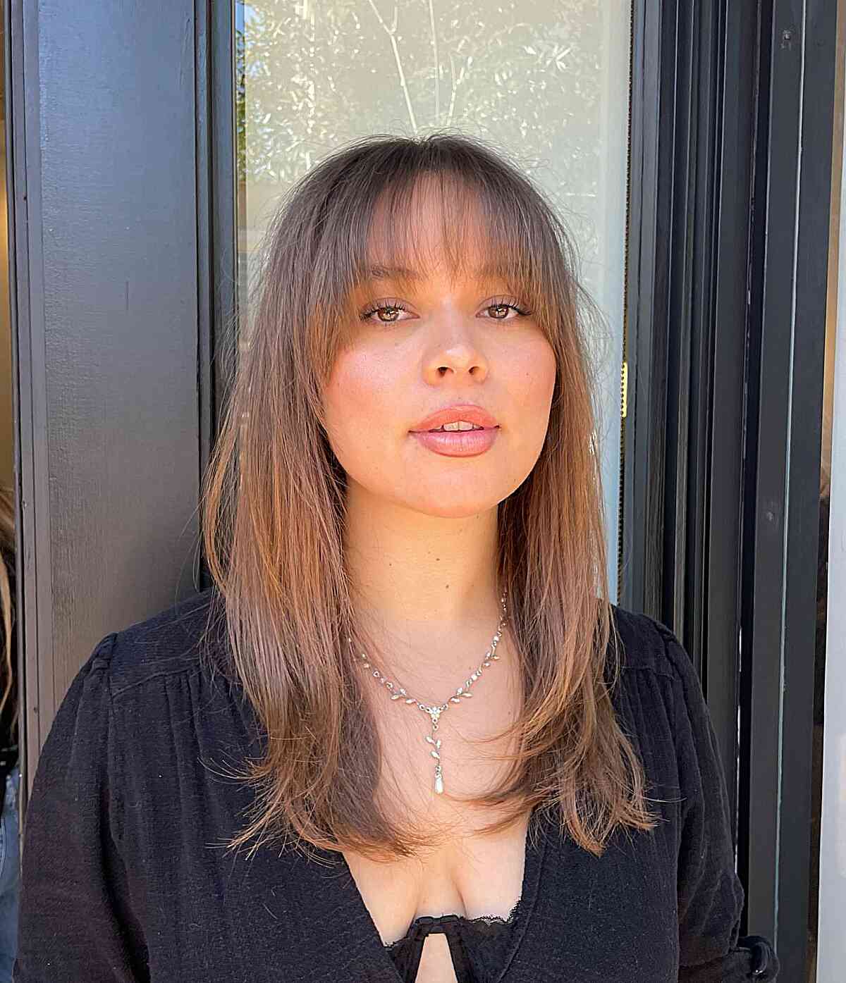 Light Brown Mid-Length Cut with See-Through Fringe and Blunt Ends