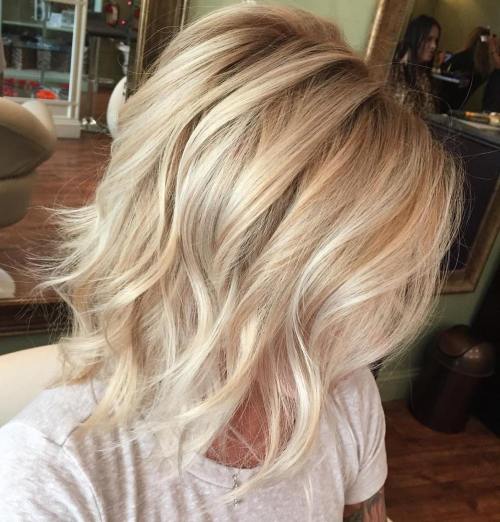 Choppy Wavy Blonde Bob