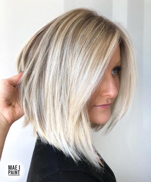 Asymmetrical Angled Blonde Bob