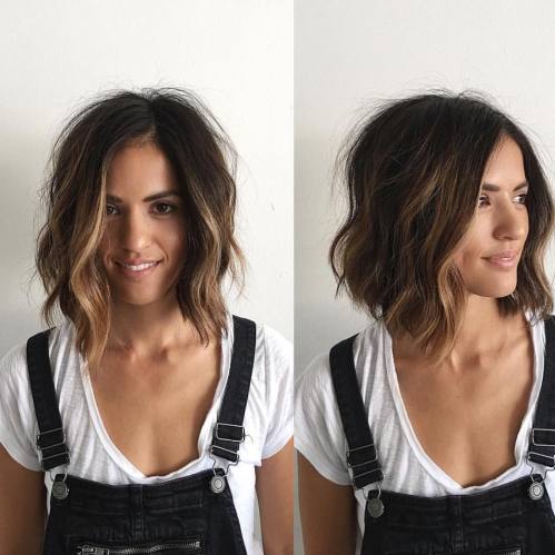 Brown Bob With Partial Balayage