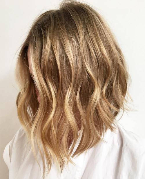 Honey Blonde Choppy Lob