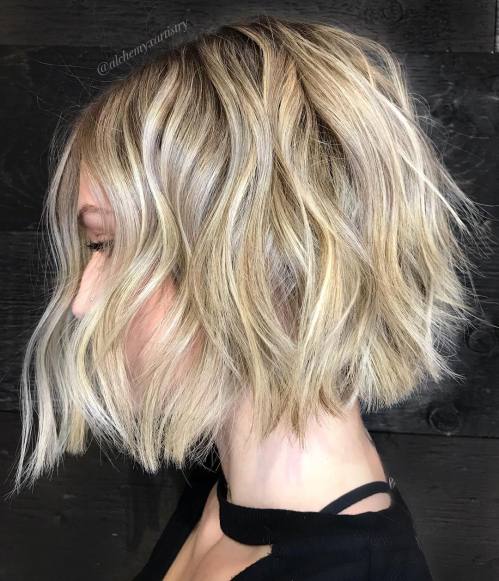 Blonde Choppy Wavy Bob