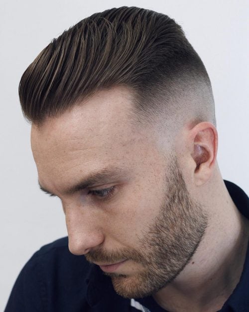 Mid Fade + Long Hair with Slicked Back Style