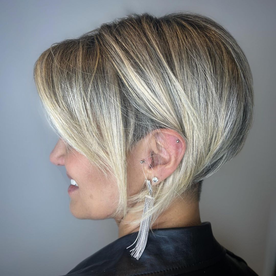 Undercut Pixie Bob with Blonde Highlights