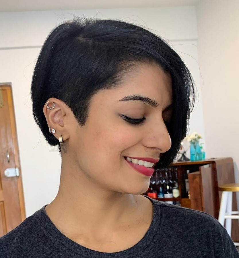 Versatile Shaved Bob with Side Part