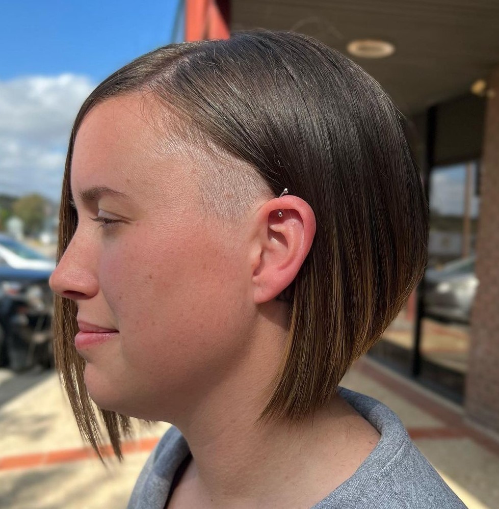 Side Shaved Undercut Stacked Bob