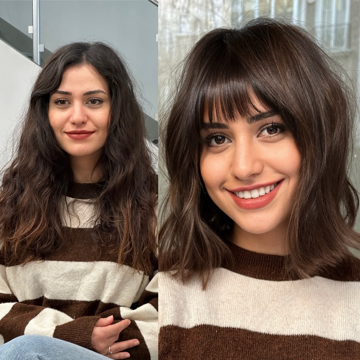 Haircut for Woman with Round Face Before and After