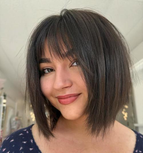 Straight Shaggy Bob with Wispy Bangs