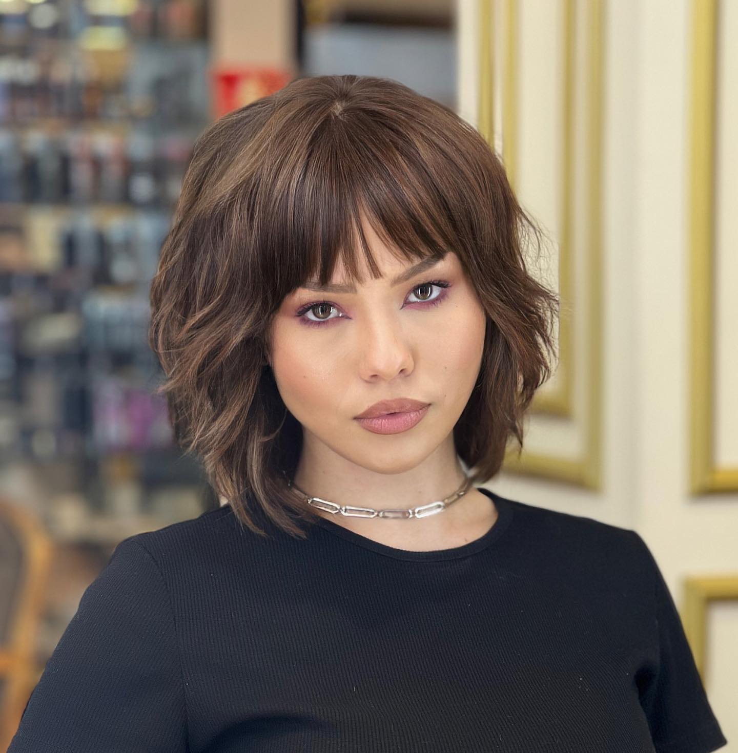 Collarbone Shaggy Bob with Sliced Ends