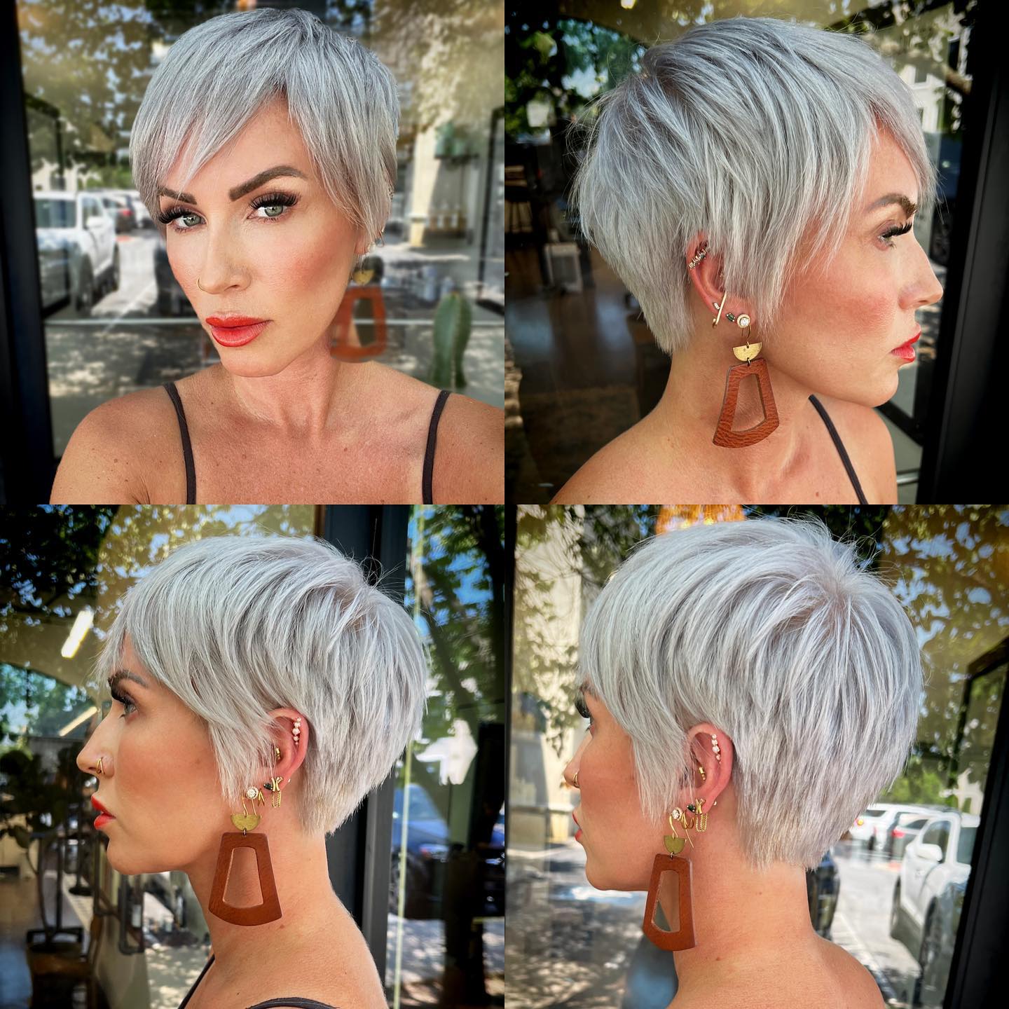 Platinum Blonde Choppy Pixie Shag