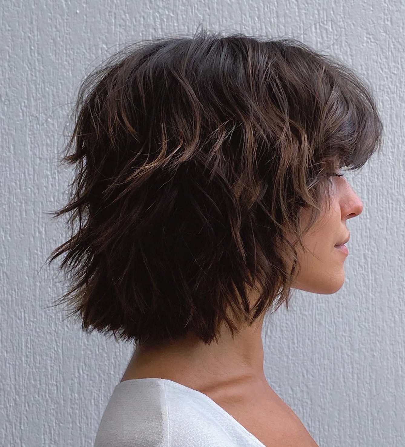 Brunette Bob with Feathered Layers