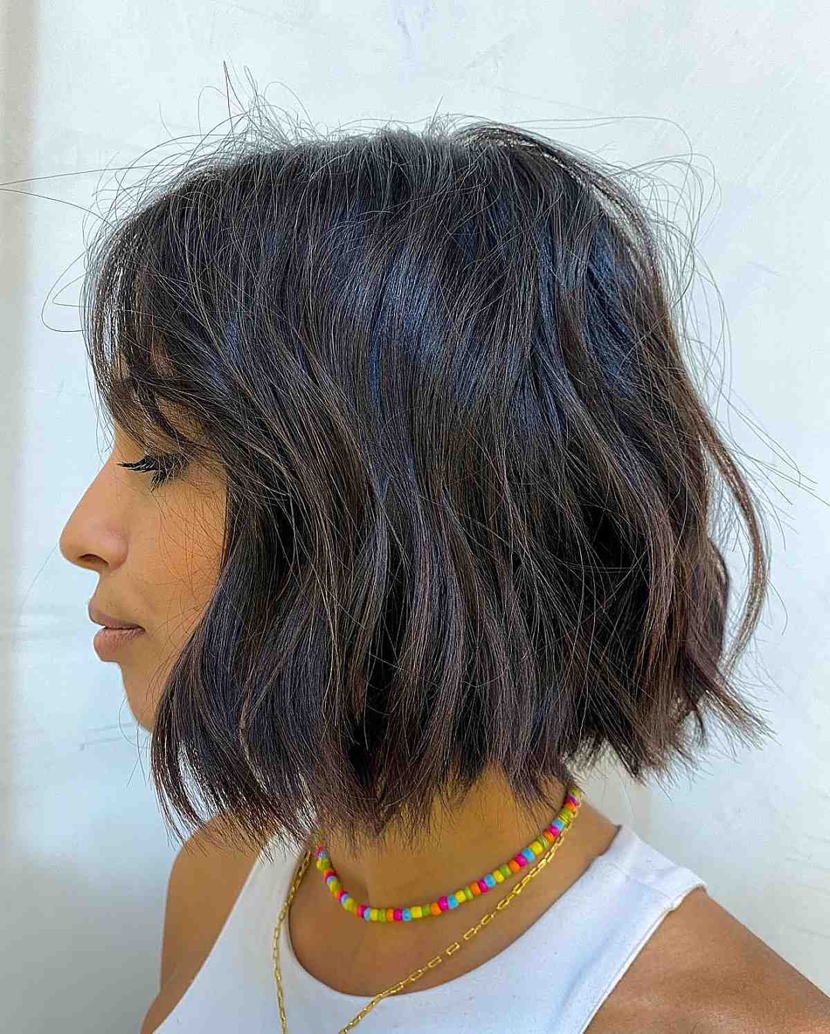 textured beach wave on shorter hair