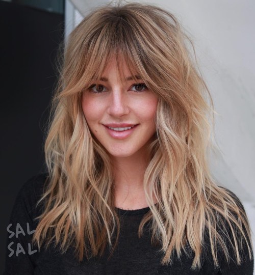 Long Shag Haircut With Long Bangs