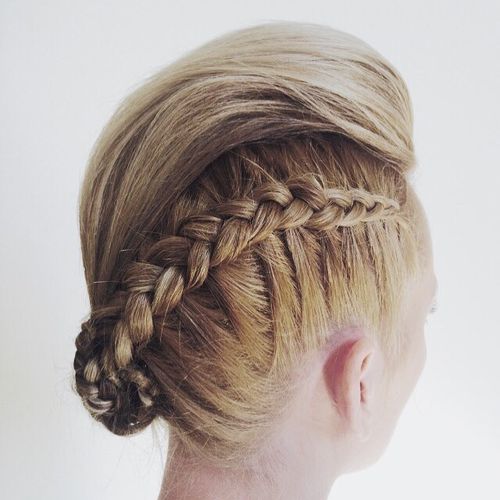 elegant mohawk updo with a braid and bun